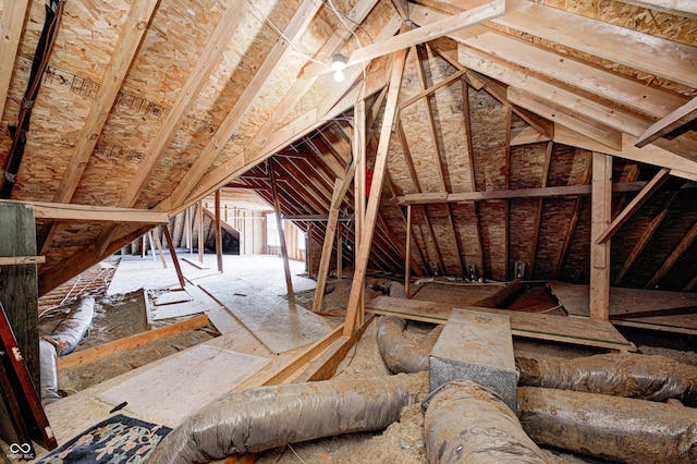 view of unfinished attic