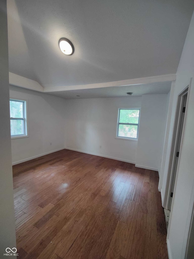 spare room with plenty of natural light and dark hardwood / wood-style flooring