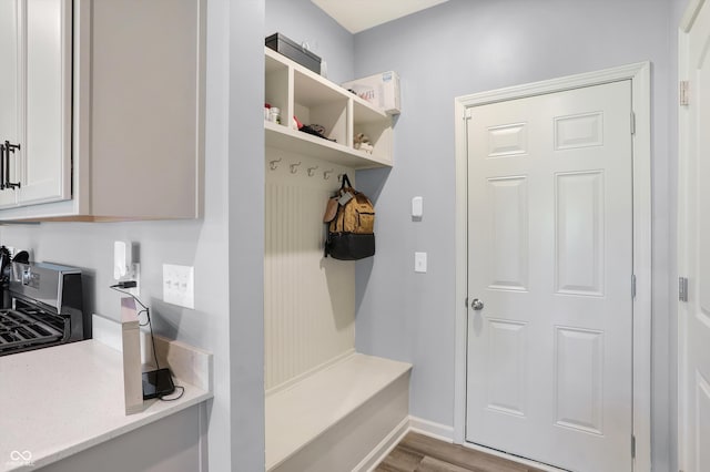 mudroom featuring light hardwood / wood-style flooring