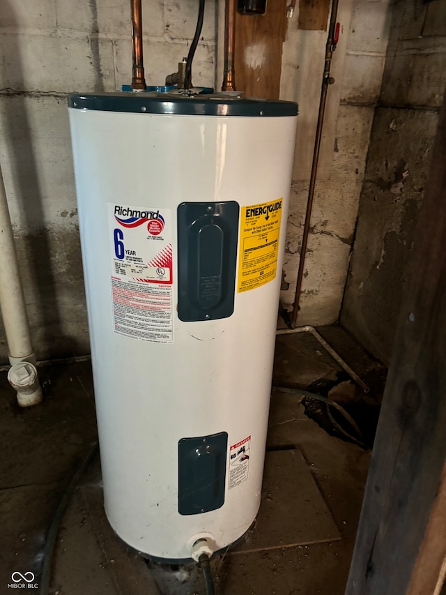 utility room with electric water heater