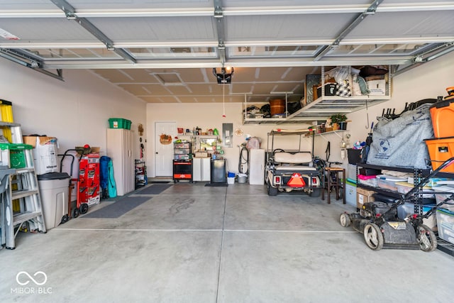 garage with a garage door opener