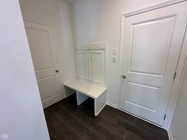 mudroom with dark hardwood / wood-style floors