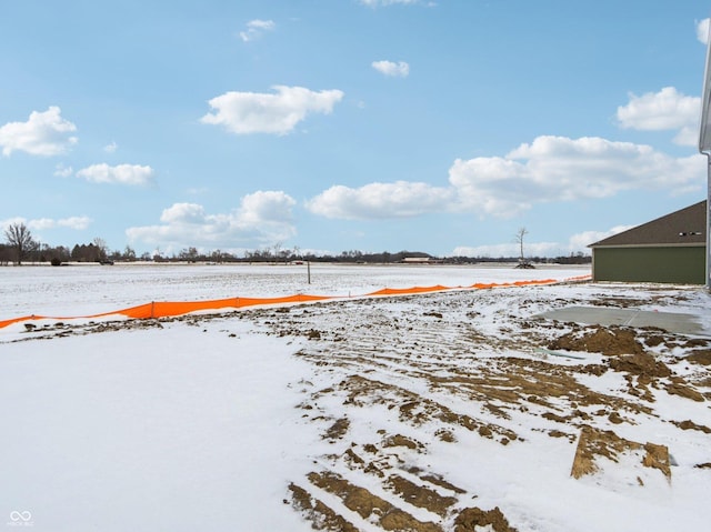 view of yard covered in snow