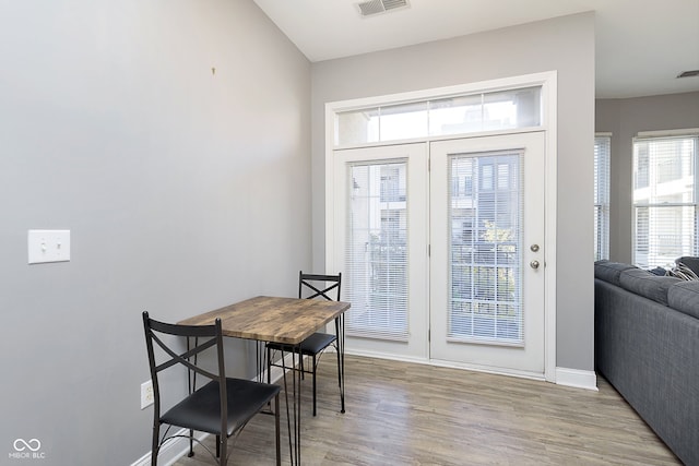 doorway featuring light hardwood / wood-style floors