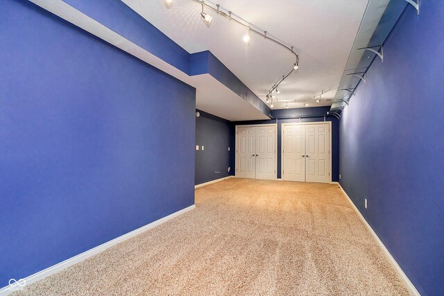 basement featuring carpet floors