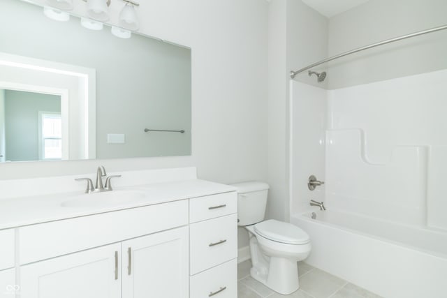 4435 W Preserve Pass, New Palestine, IN 46163 - bathroom featuring toilet, vanity, tile patterned floors, and tub / shower combination