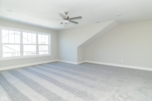 4435 W Preserve Pass, New Palestine, IN 46163 - additional living space with carpet floors, visible vents, a ceiling fan, and baseboards