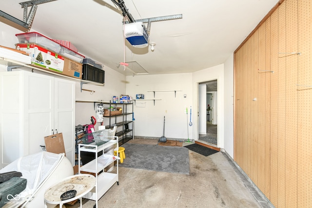 garage with a garage door opener