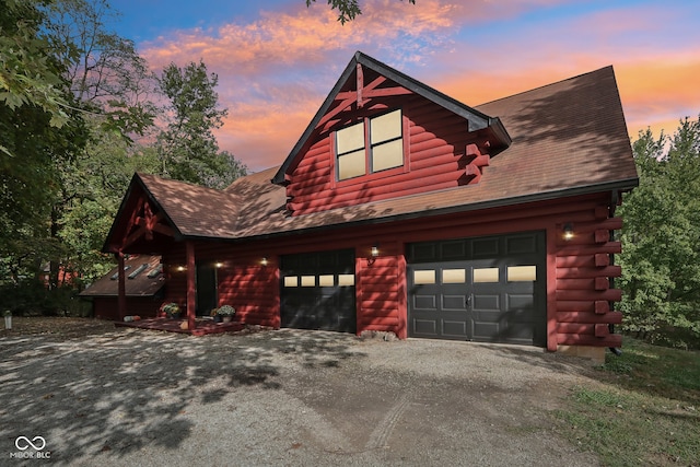 cabin with a garage