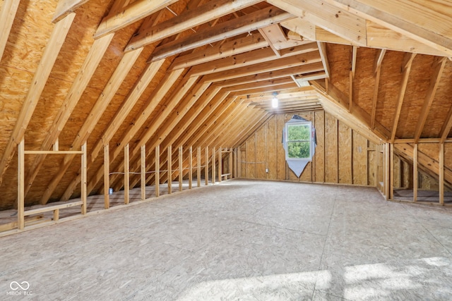 view of unfinished attic