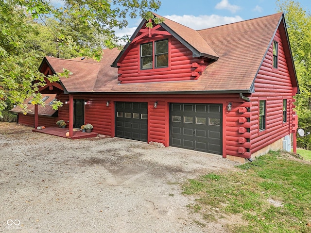 exterior space with a garage