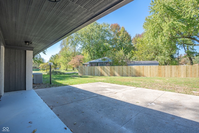 view of patio featuring central air condition unit