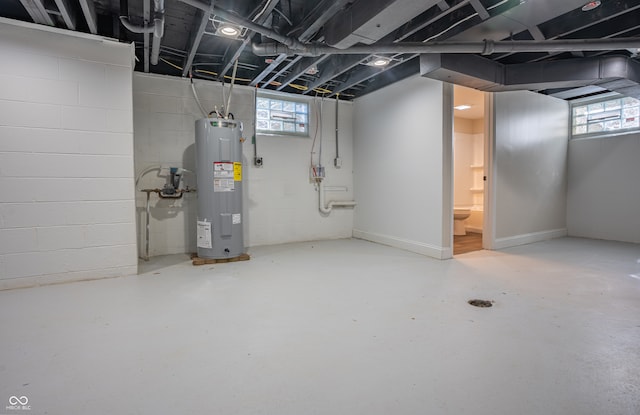 basement with water heater