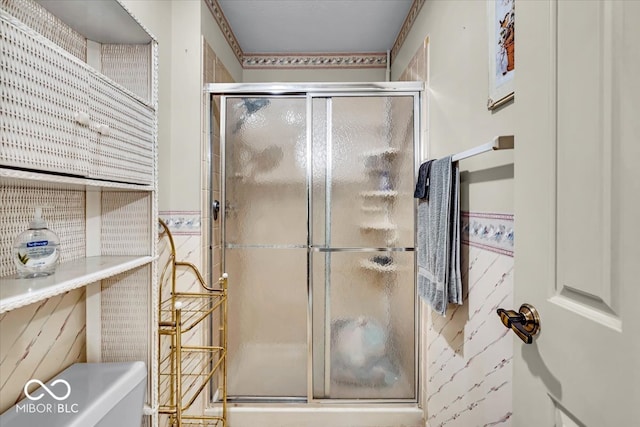 bathroom featuring walk in shower