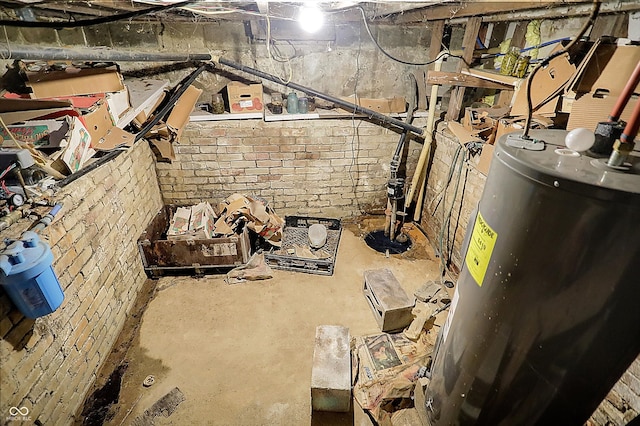 basement featuring water heater