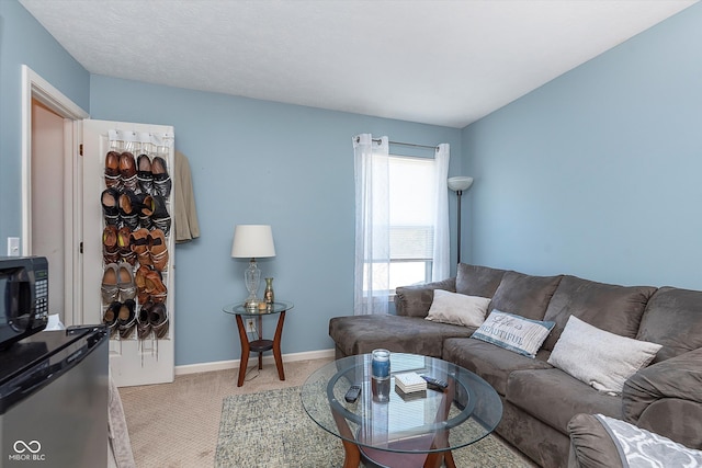 living room with light carpet