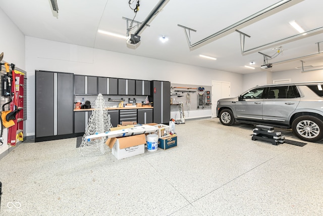 garage with a garage door opener