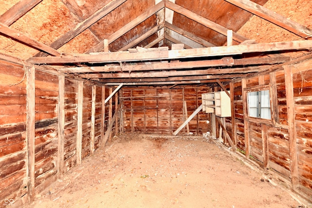 view of unfinished attic