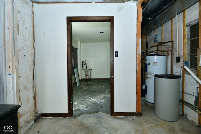 basement featuring gas water heater