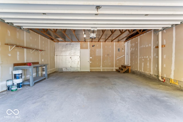 garage with a garage door opener