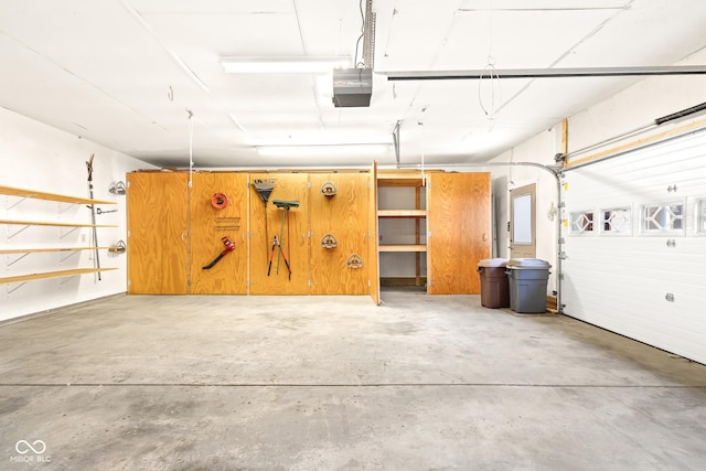 garage with a garage door opener