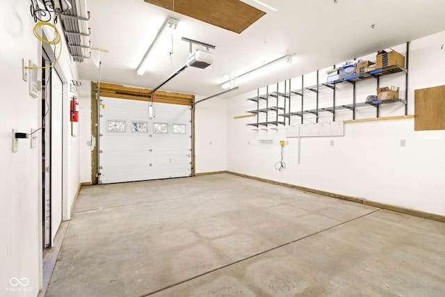 garage with a garage door opener