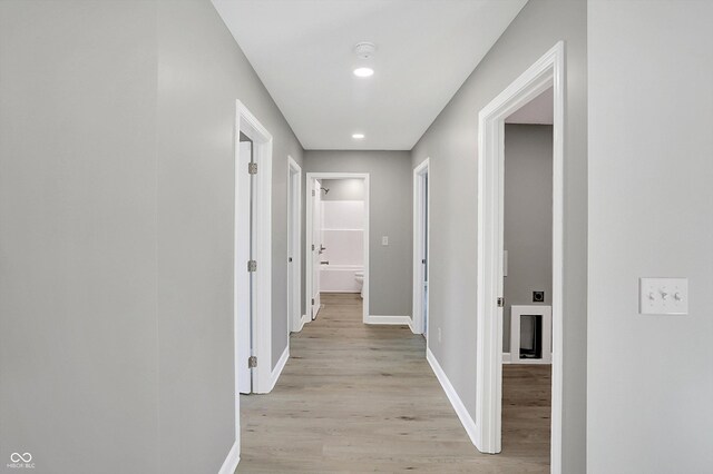 7234 N Christopher Ln, Fairland, IN 46126 - hallway featuring baseboards, recessed lighting, and light wood-style floors