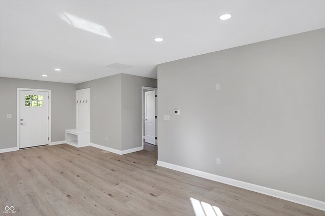 7234 N Christopher Ln, Fairland, IN 46126 - interior space featuring light wood finished floors, baseboards, and recessed lighting