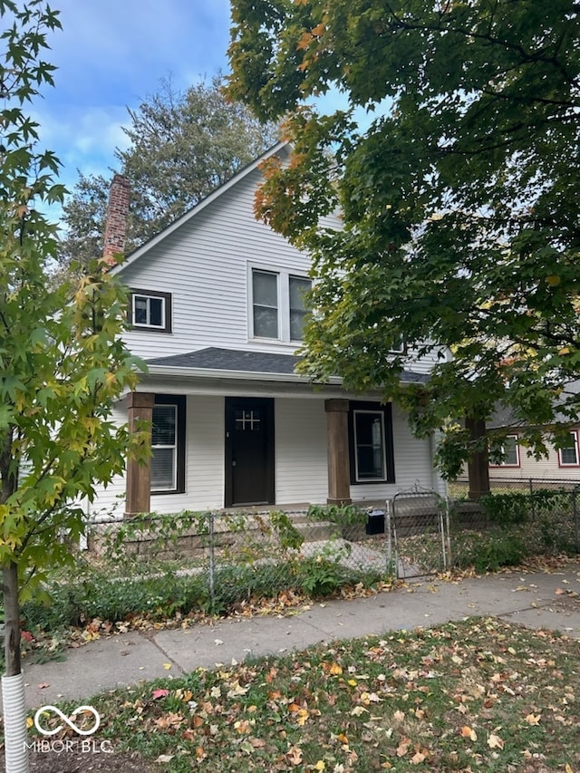 view of front facade featuring covered porch