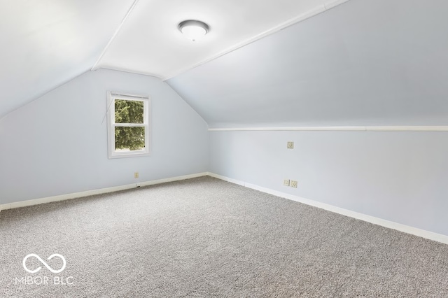 bonus room with carpet and lofted ceiling