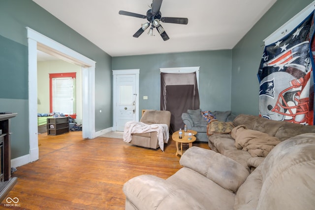 52 Home Ave, Terre Haute, IN 47803 - living room with a ceiling fan and wood finished floors