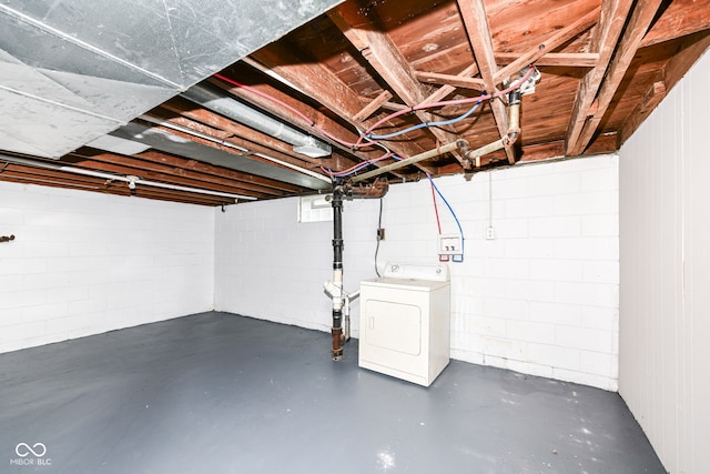 basement with washer / clothes dryer