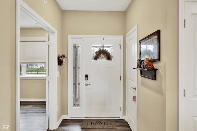 entrance foyer with dark wood-type flooring