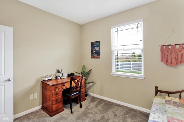 view of carpeted office space