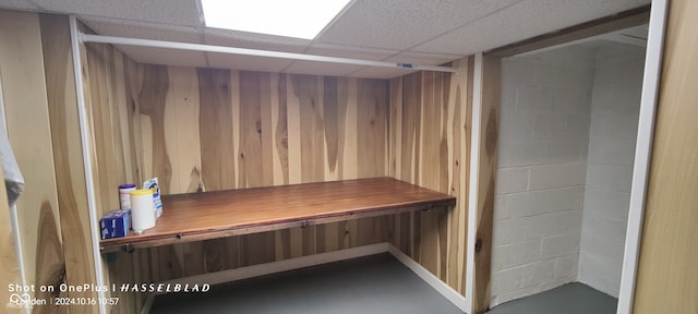 view of sauna / steam room featuring wood walls