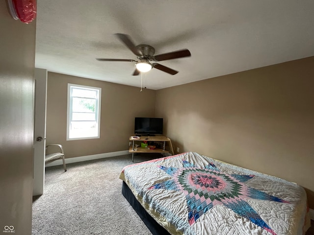 bedroom with carpet and ceiling fan