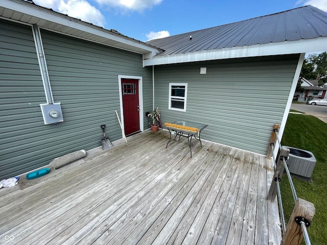 wooden deck with cooling unit