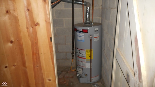 utility room featuring gas water heater