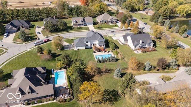 aerial view with a residential view