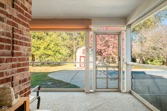 doorway with brick wall