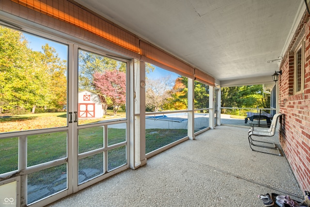 view of unfurnished sunroom