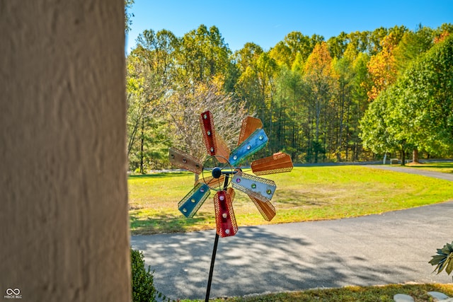 view of property's community featuring a yard