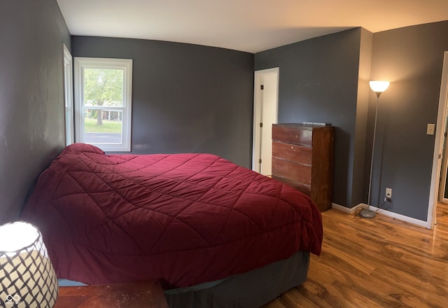 bedroom with hardwood / wood-style floors