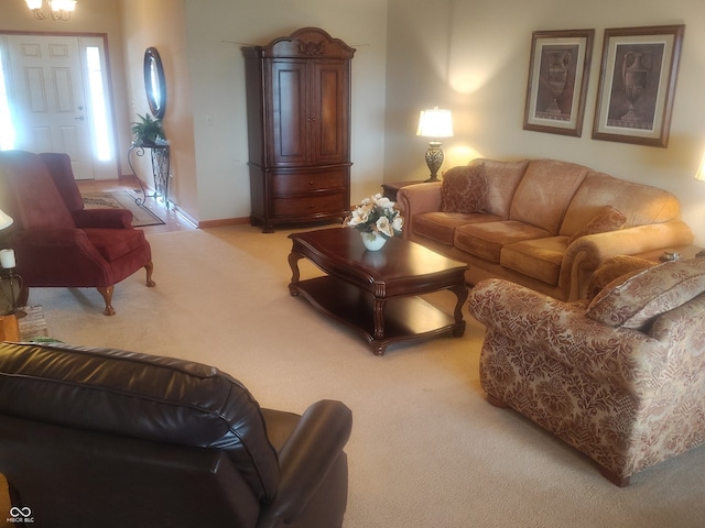 living room with carpet floors