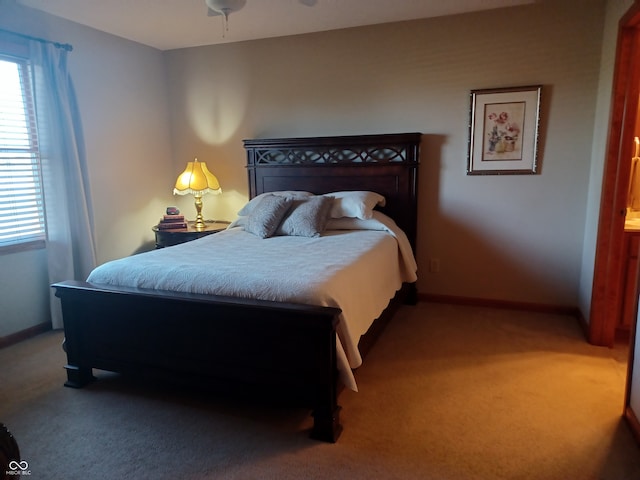 bedroom with carpet and ceiling fan