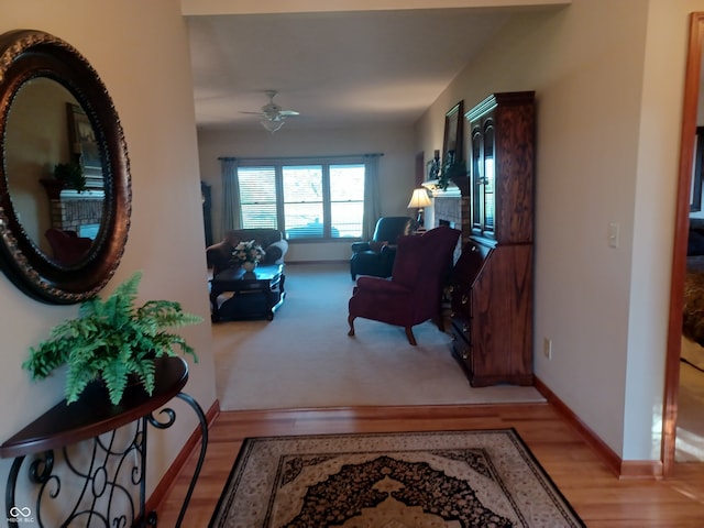 hall with light wood-type flooring