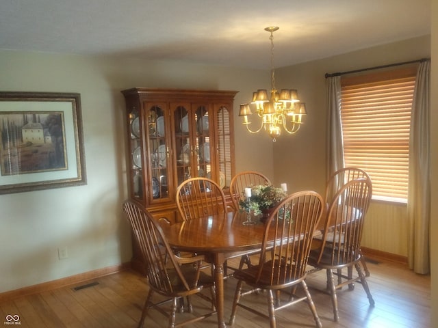 dining room featuring a chandelier and hardwood / wood-style floors