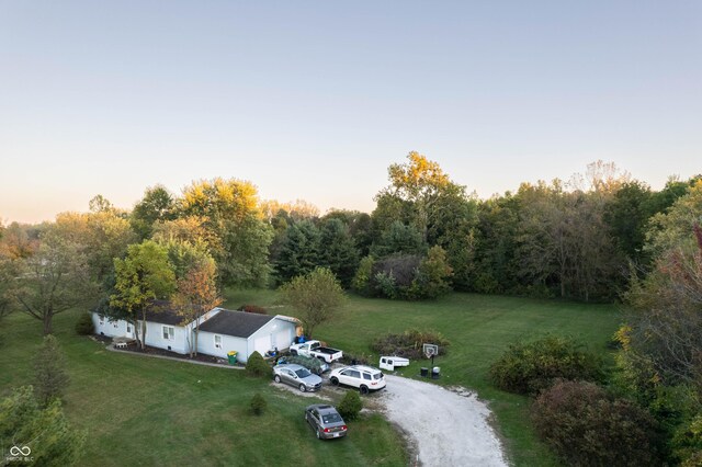 view of aerial view at dusk