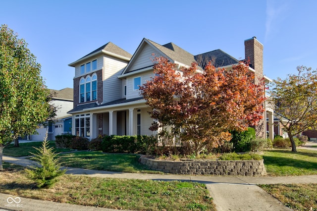 view of front of house featuring a front lawn