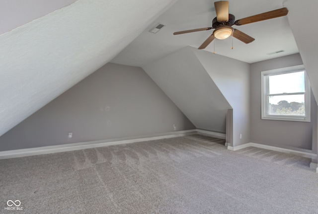 7189 Lockford N, Avon, IN 46123 - additional living space with carpet floors, lofted ceiling, a ceiling fan, and baseboards